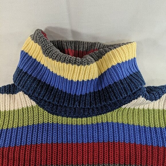 Liz Claiborne Striped Knit Sweater Multicolor S Small 100% Cotton Turtleneck Red - Picture 4 of 11